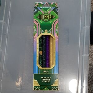 Wicked Elphaba Straws 4-Pack - Green and Purple